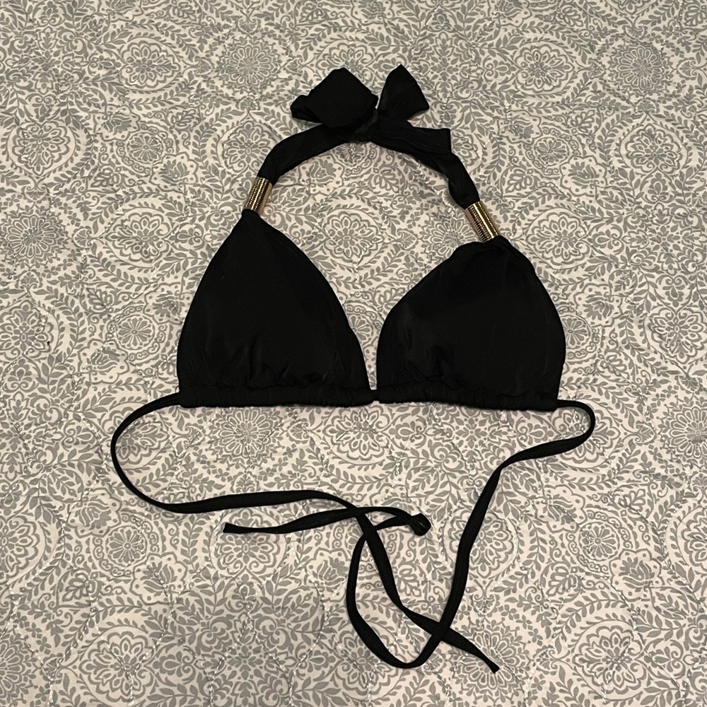 Lips Black Bikini Top